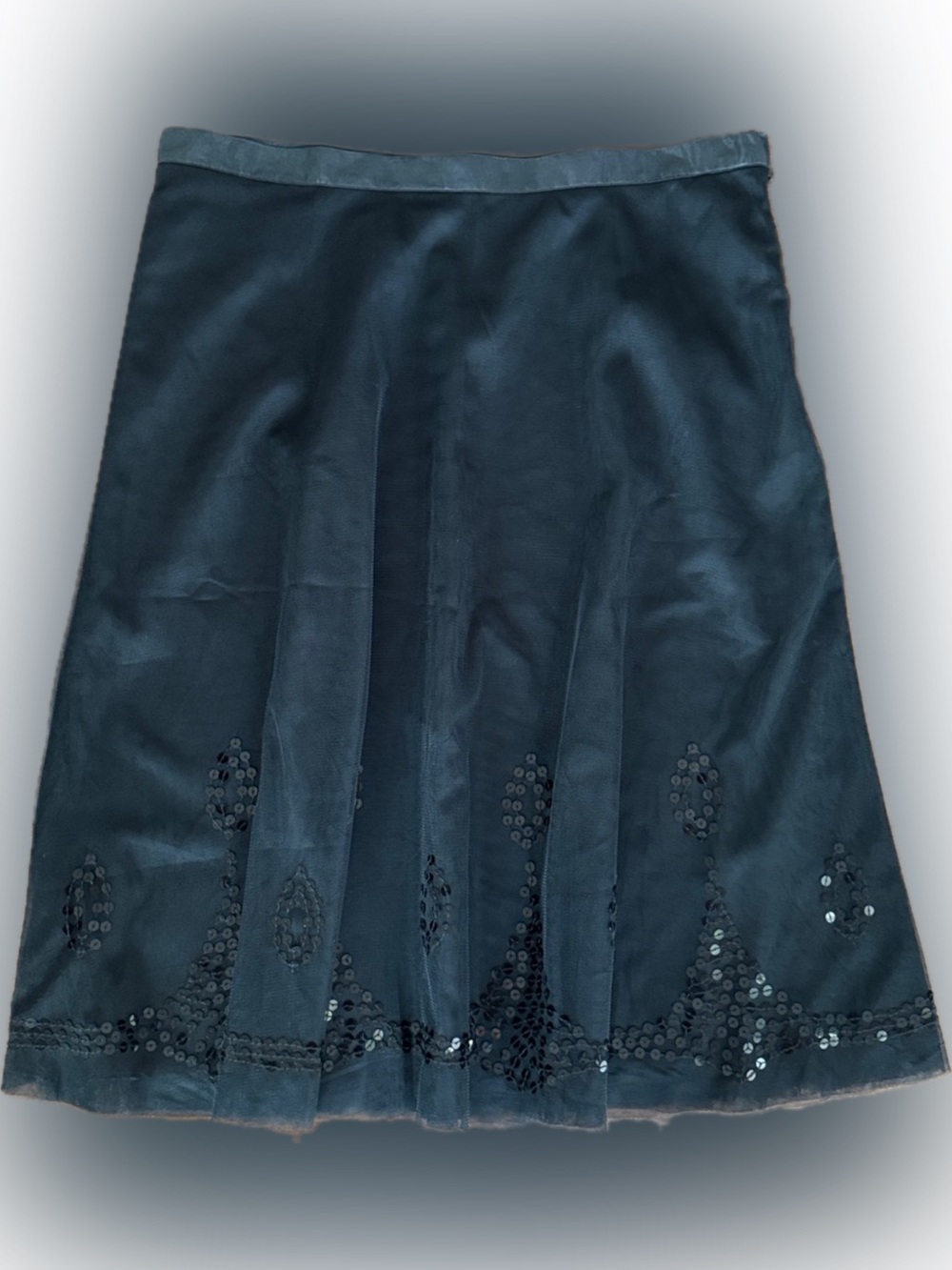 OLD NAVY SKIRT MIDI A-LINE LOW WAIST TULLE SEQUIN FULLY LINED Black 8 495913